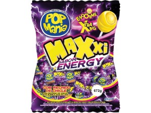 Pirulito Pop Mania Maxxi Extreme Energy Recheio Chiclete 672g - Riclan